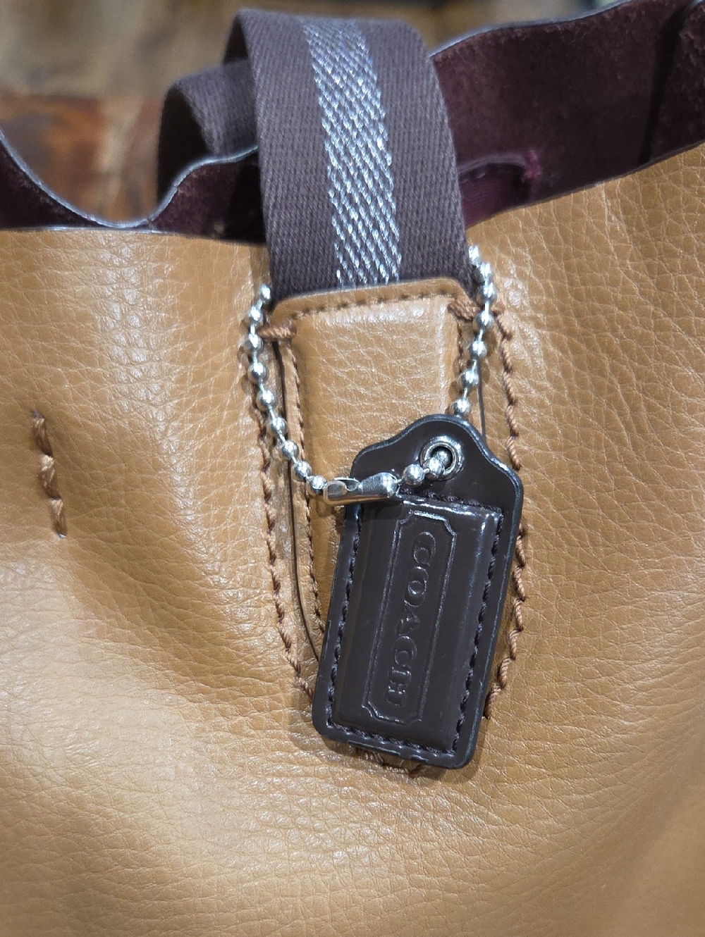 Coach Pebbled Leather Beige Tote - Picture 3 of 13